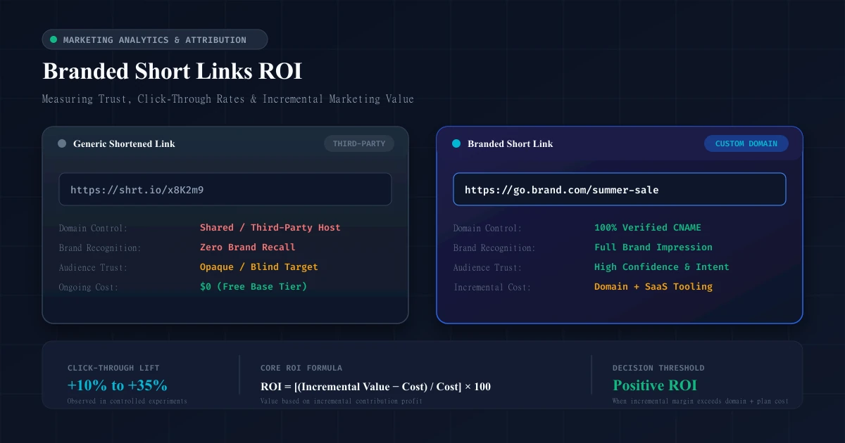 Comparison of generic vs branded short links and marketing ROI measurement framework